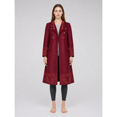 Burgundy Embroidered Willy Wonka Cosplay Coat
