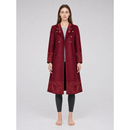 Burgundy Embroidered Willy Wonka Cosplay Coat