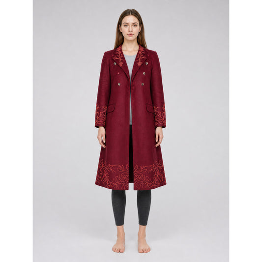 Burgundy Embroidered Willy Wonka Cosplay Coat