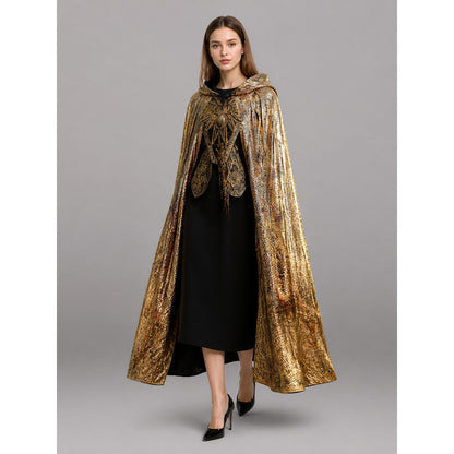 Black and Gold Hooded Carnival Cloak