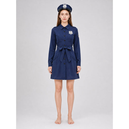 Police-style costume dress with peaked cap