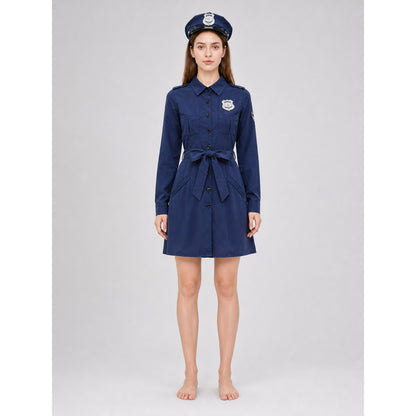 Police-Style Costume Dress with Cap on-model view