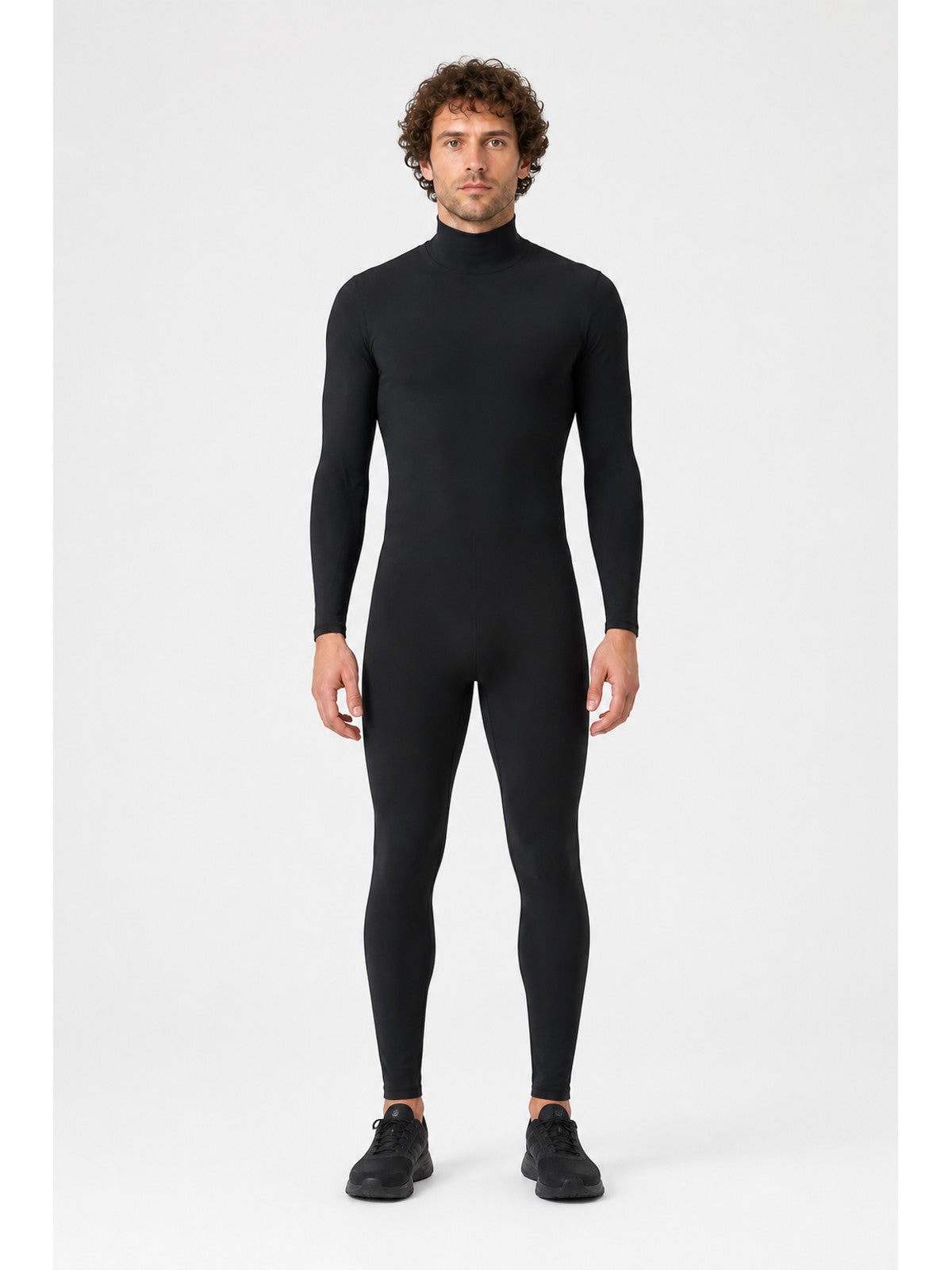 Fitted Jumpsuit with High Collar, Black main product view