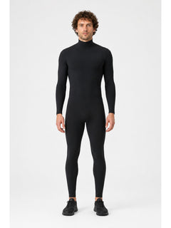 Fitted Jumpsuit with High Collar, Black