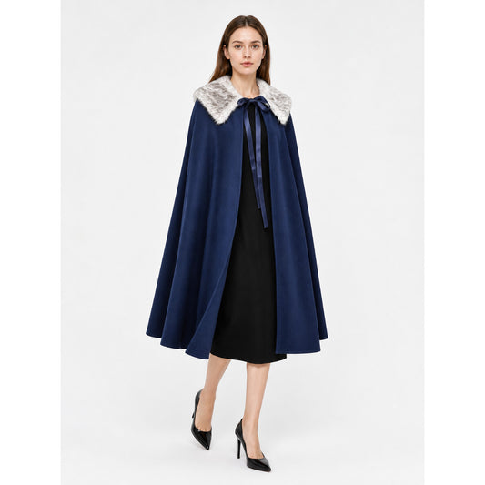 Blue Costume Cloak with Fur-Look Collar