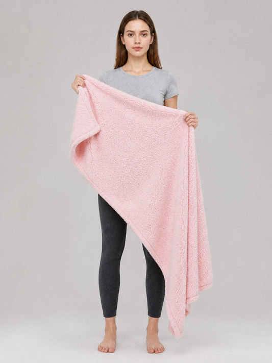 Folding Pet Blanket, Pink on-model view