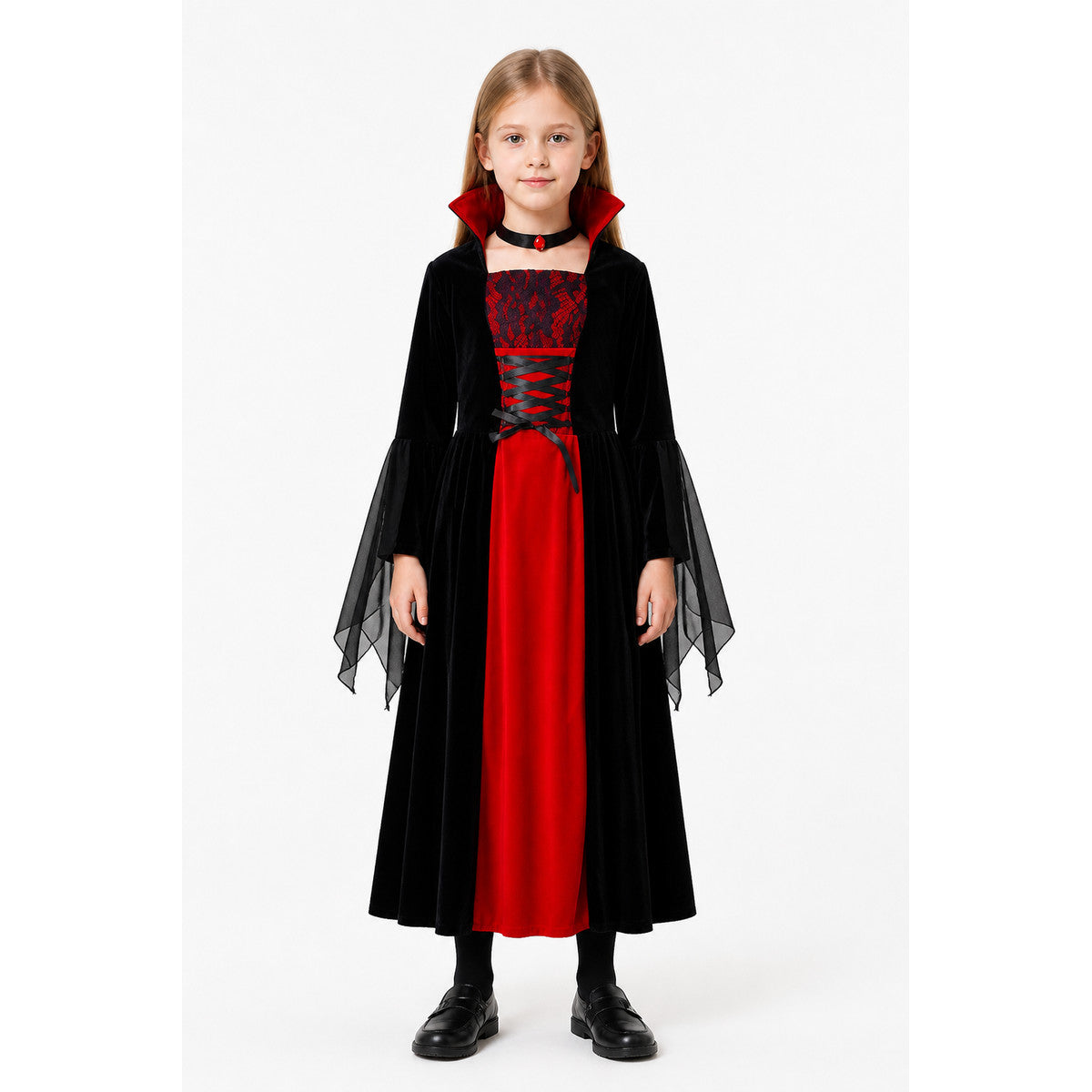 Gothic Vampire Costume with Red Dress main product view