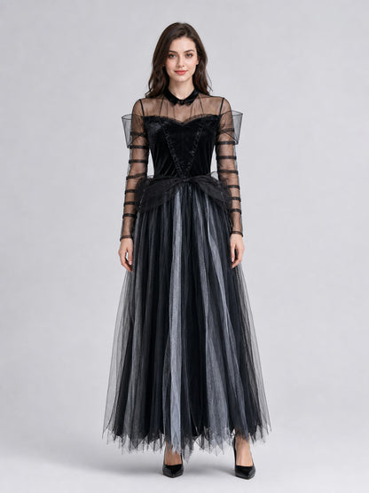 Long Gothic Dress for Halloween and Cosplay on-model view