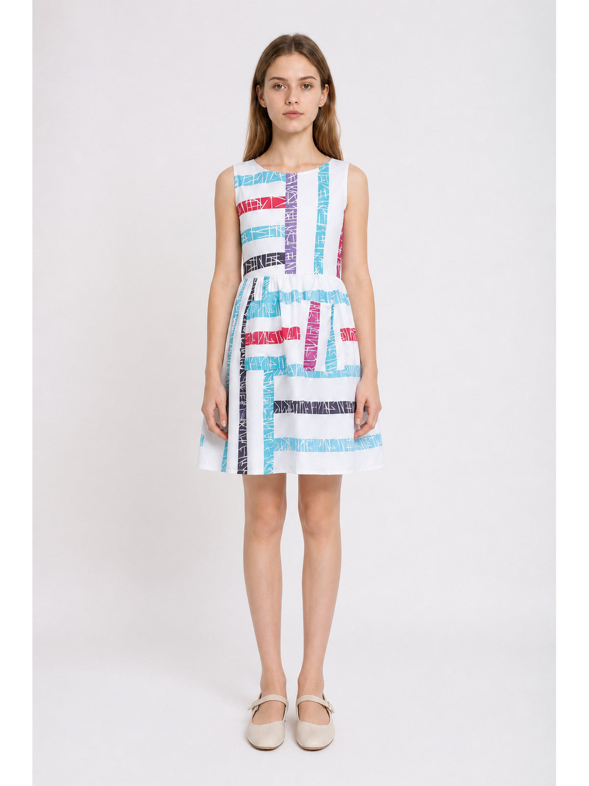 Children's Multicolor Plaid Sleeveless Dress main product view