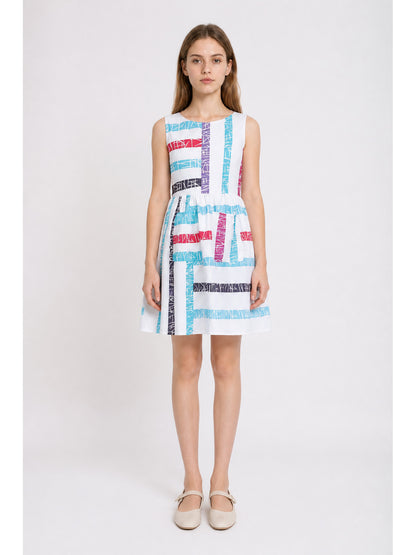 Children's Multicolor Plaid Sleeveless Dress main product view