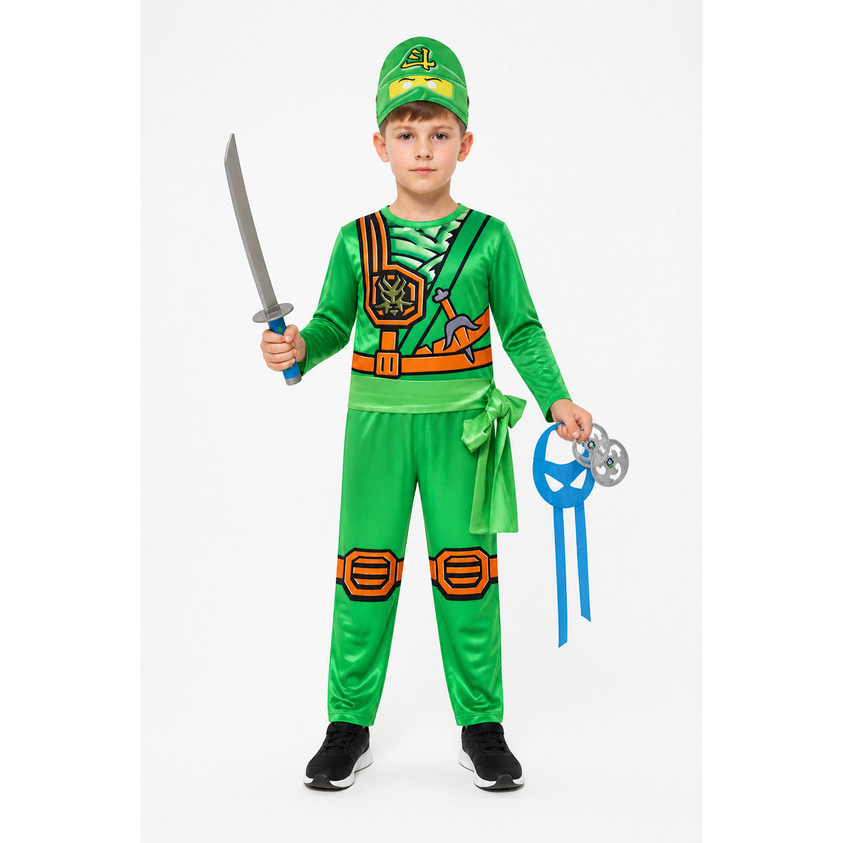 Ninja costume with mask and sword for parties main product view
