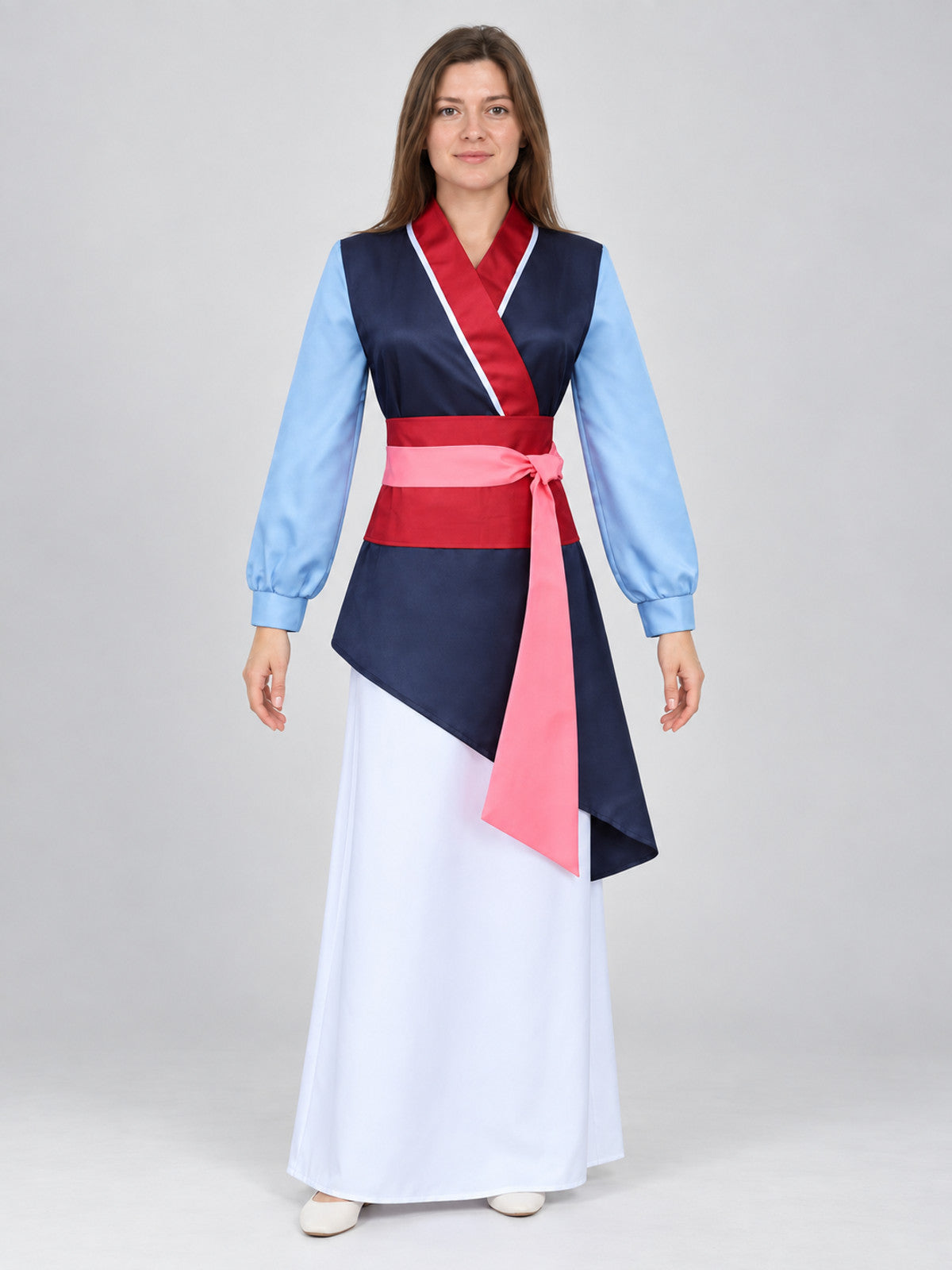 Chinese-Style Costume with Long Skirt and Wide Belt