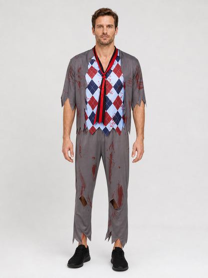 Halloween Zombie Costume, Ripped Set on-model view
