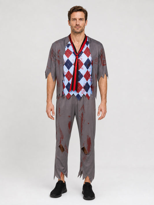 Halloween Zombie Costume, Ripped Set on-model view