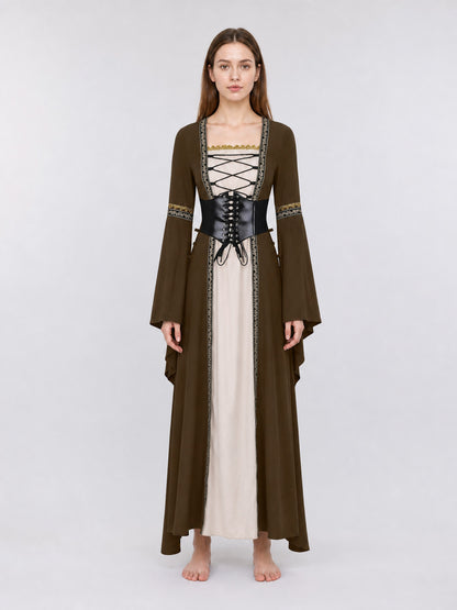 Long Gothic-Style Lace-Up Costume Dress front view