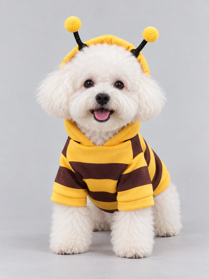 Bee hoodie costume for dogs and cats, yellow