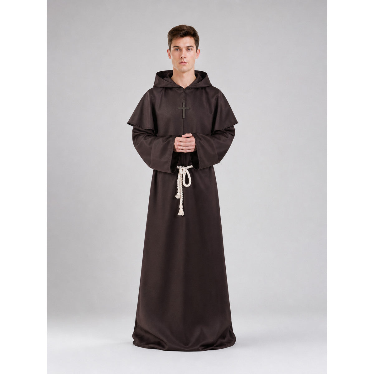 Hooded Cosplay and Halloween Robe Costume on-model view