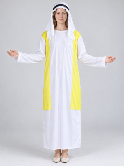 Carnival costume with a white base and yellow inserts
