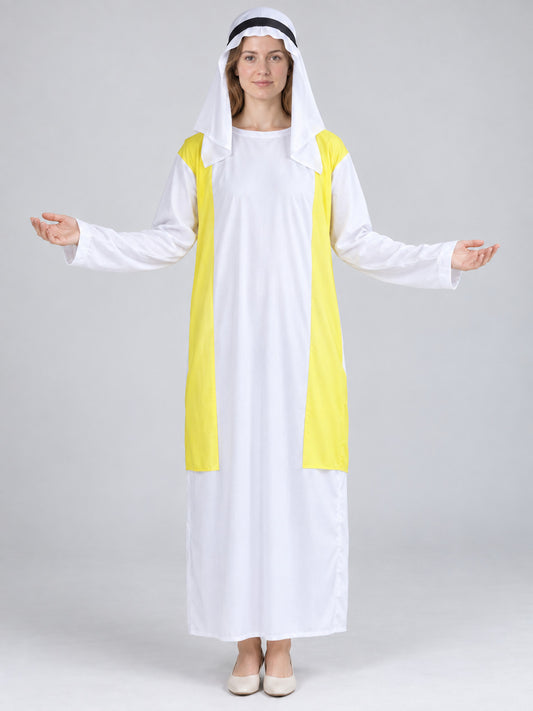 Carnival costume with a white base and yellow inserts