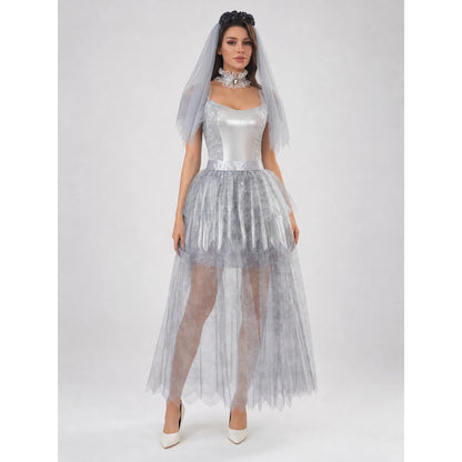 Halloween Cosplay Dress with a Ripped Skirt
