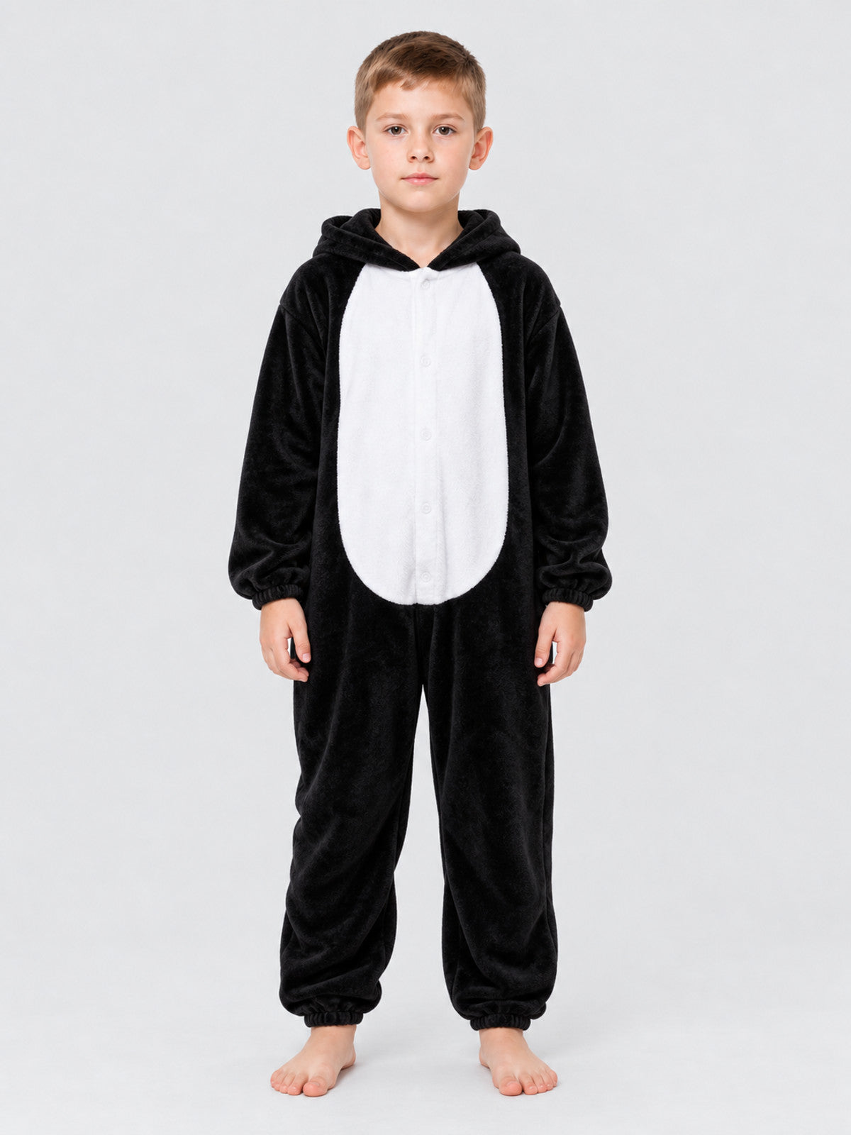 Kids' Pajama Jumpsuit Black with White Insert