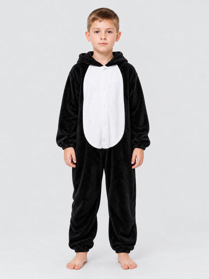 Kids' Pajama Jumpsuit Black with White Insert