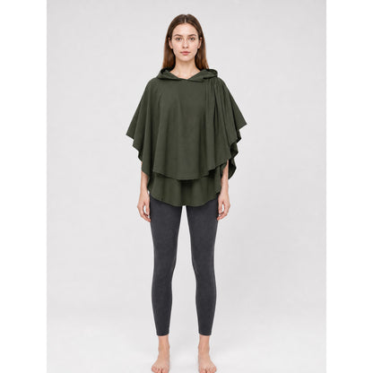 Hooded cloak-cape, green, fantasy style