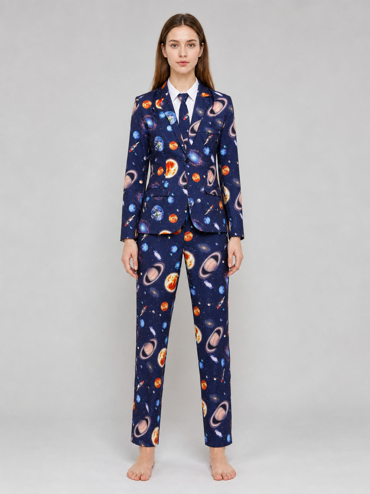Suit with a Space-Print Blazer and Pants on-model view