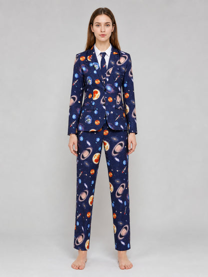 Suit with a Space-Print Blazer and Pants on-model view