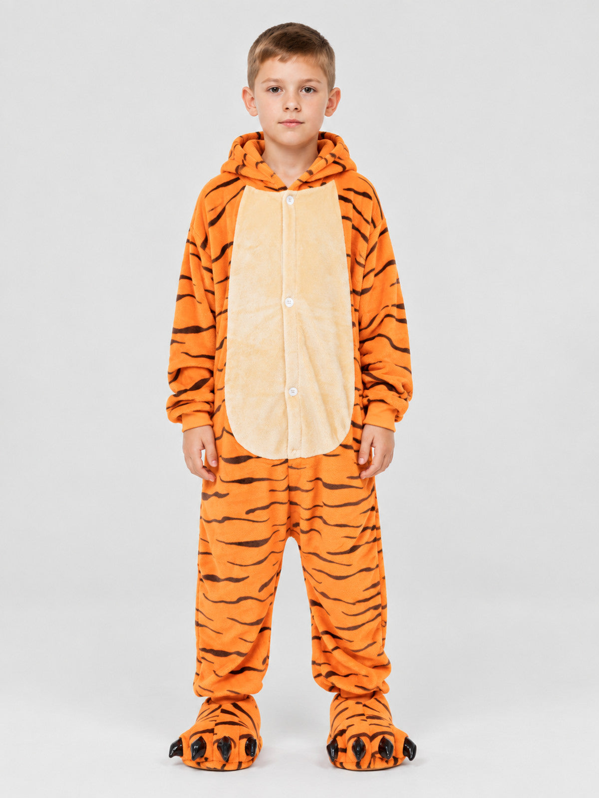 Kids' Hooded Tiger Striped One-Piece Pajama