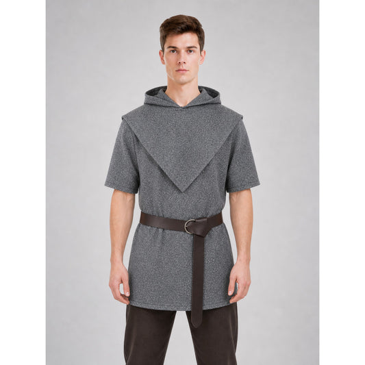 Silver Hooded Tunic Top with Wide Belt