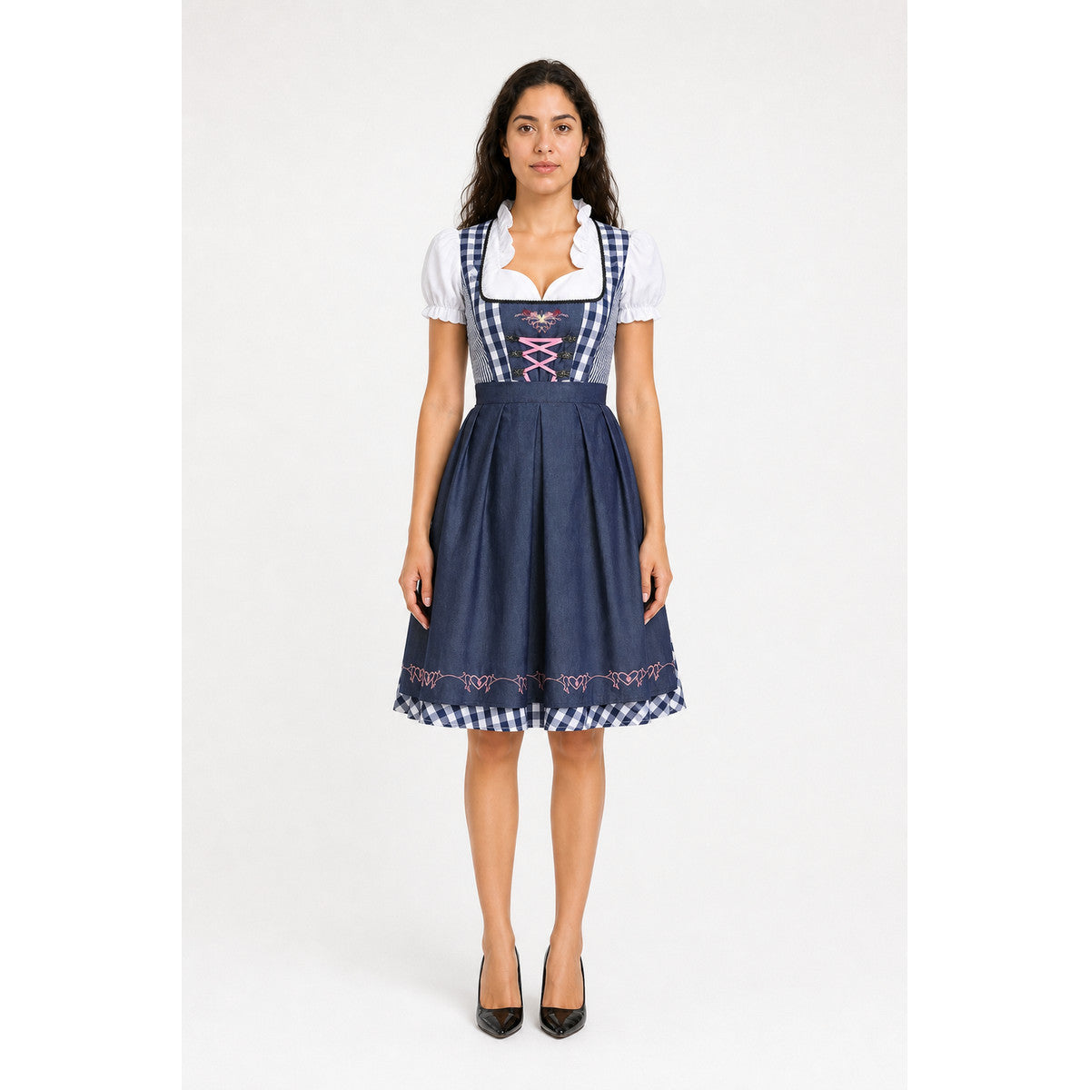 Bavarian-Style Dress with Corset and Puff Sleeves main product view