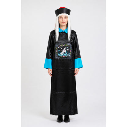Black Zombie Costume with White Wig and Hat main product view