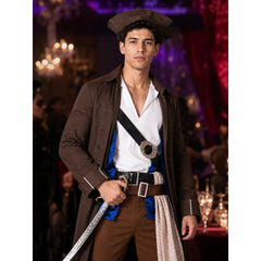 Adult Pirate Costume Set with Long Coat, Vest, Shirt, Hat, Belts, Pants and Boot