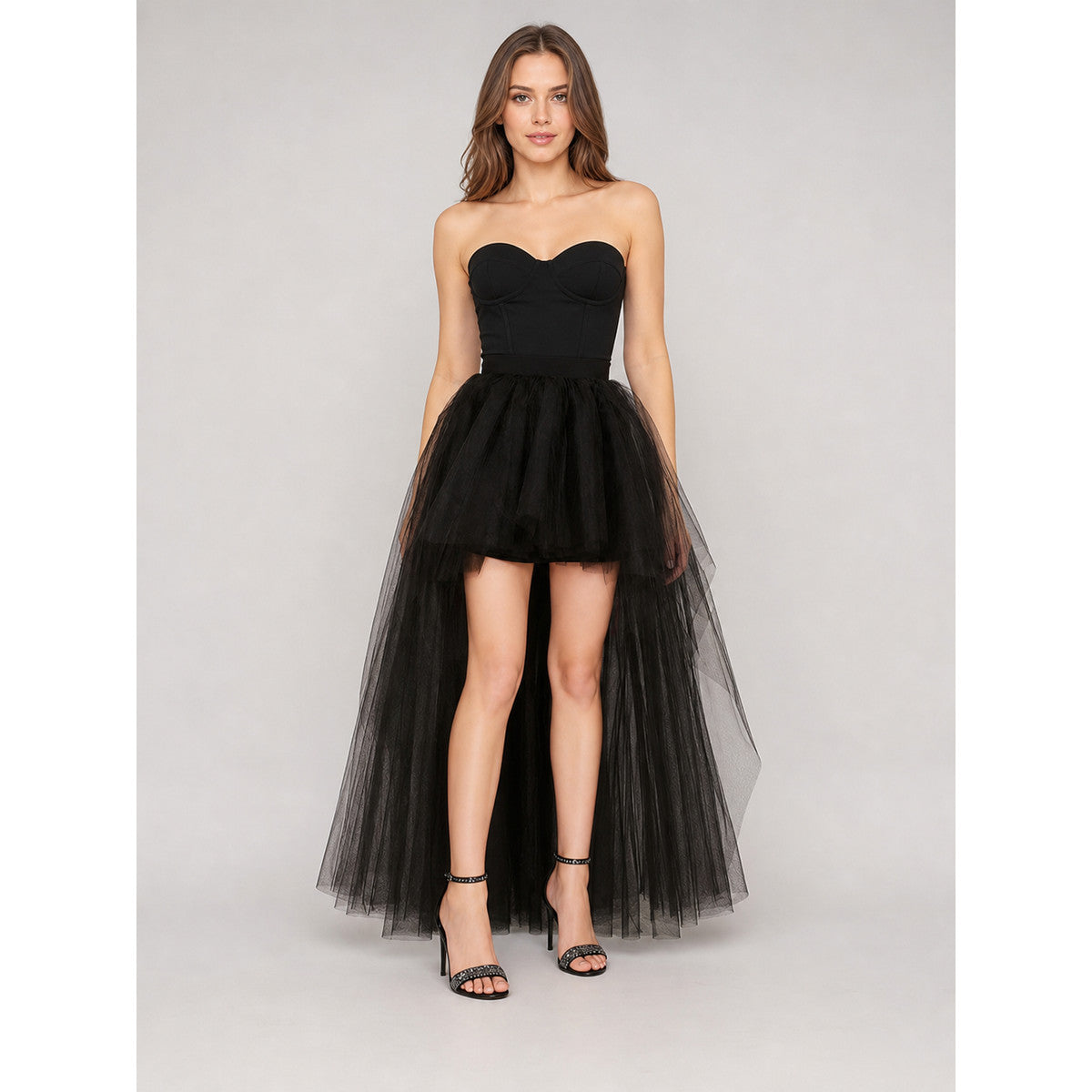 Black Full Tutu Skirt with an Asymmetrical Silhouette