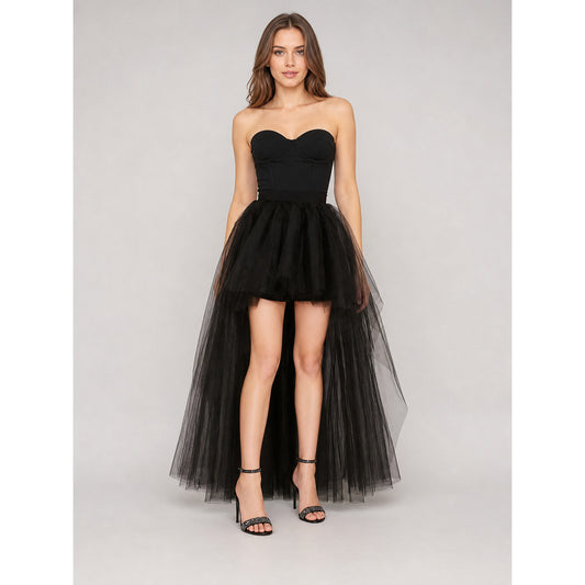 Black Full Tutu Skirt with an Asymmetrical Silhouette