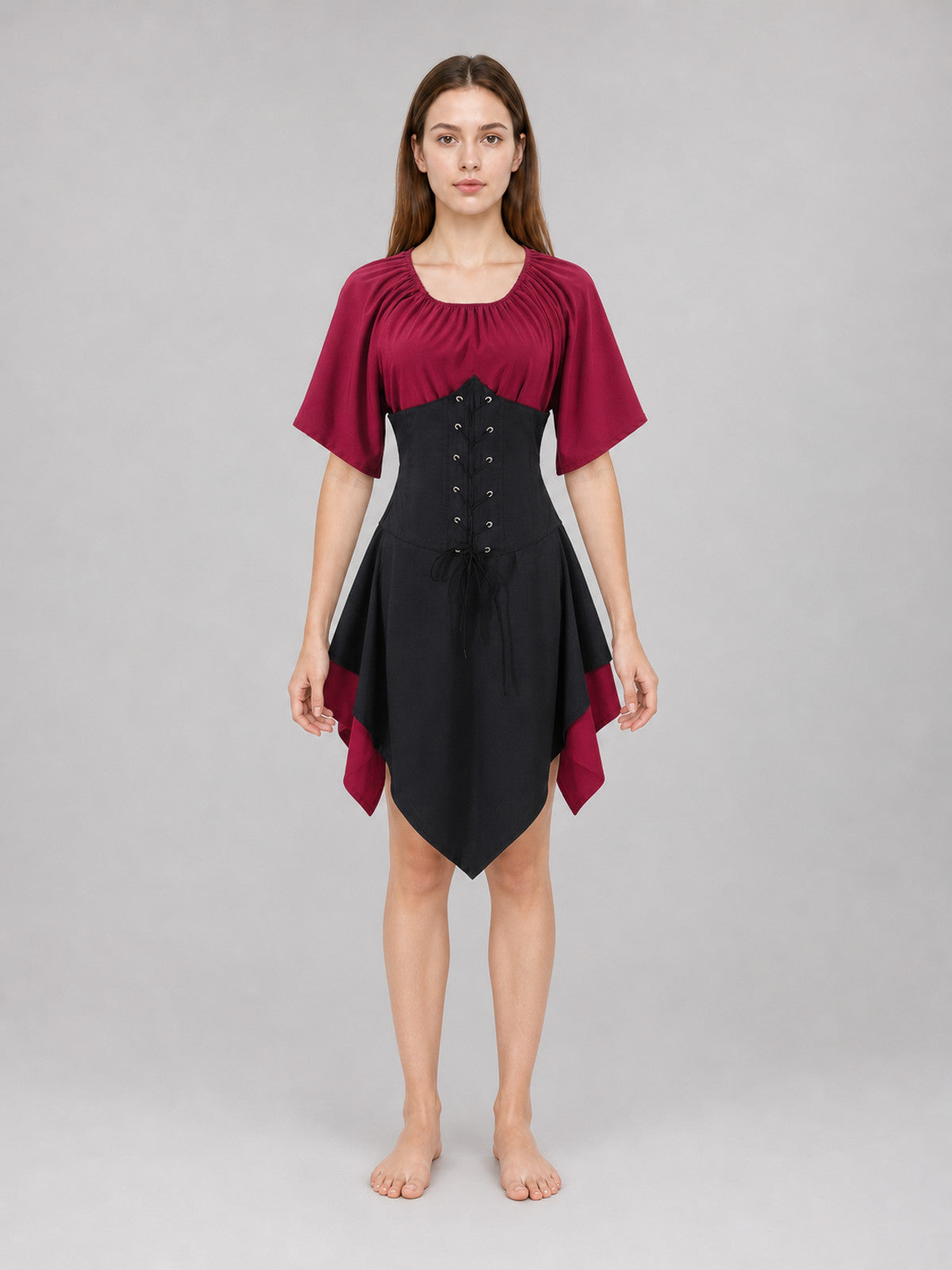 Gothic-Style Costume Dress with Corset Panel front view