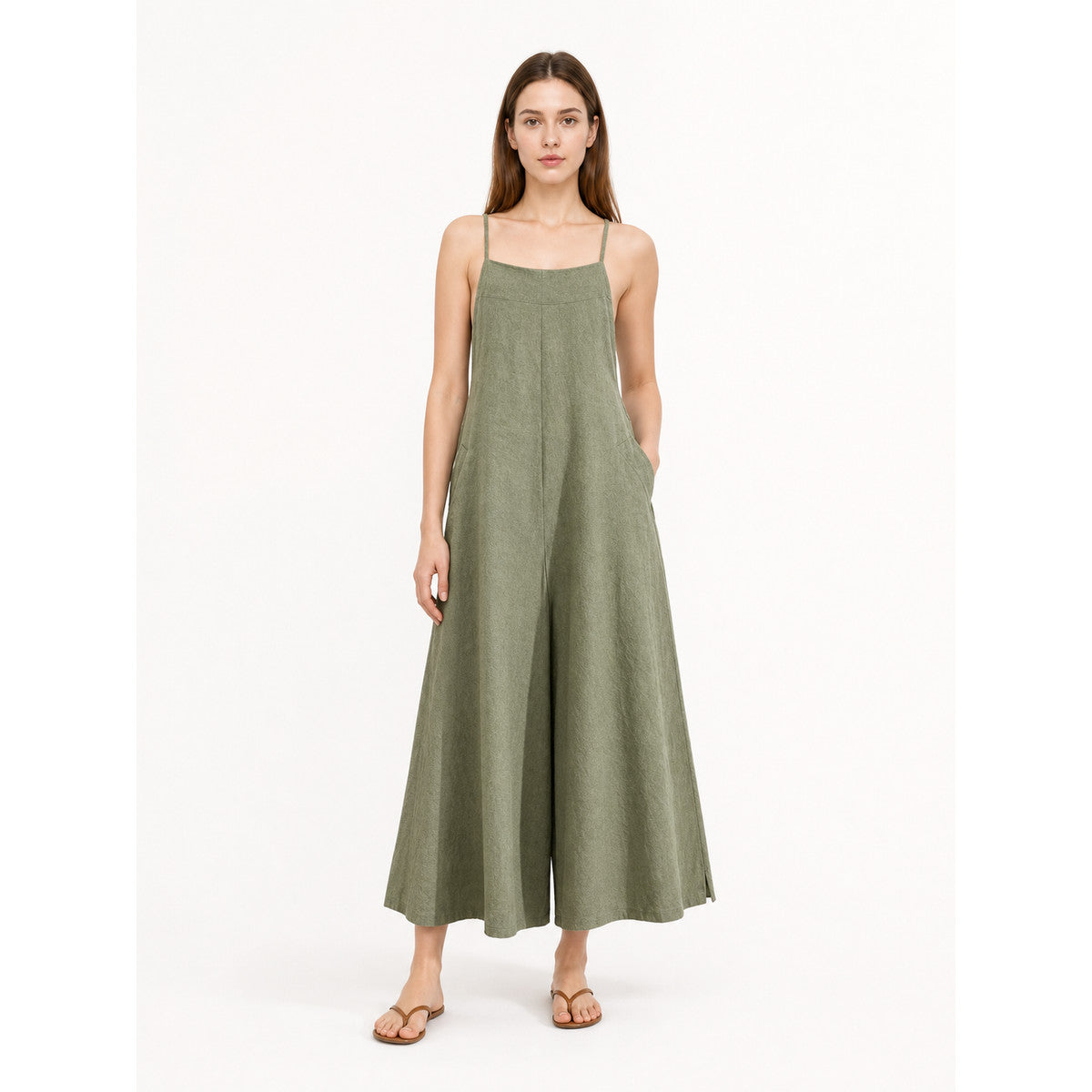 Olive Palazzo Pants with Bib