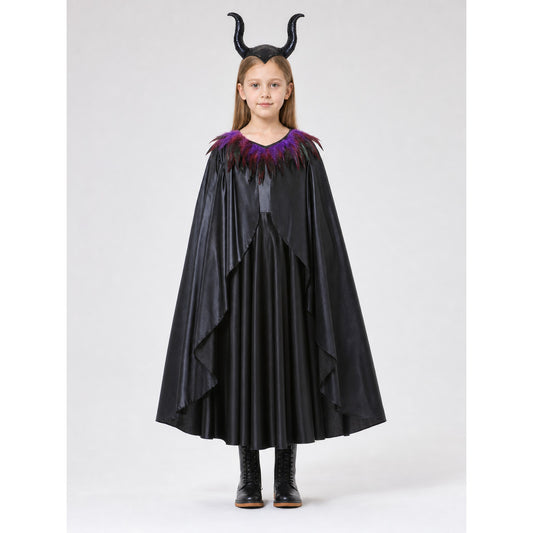 Halloween Witch Costume with Horns and Cape