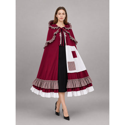 Burgundy hooded cosplay costume cloak