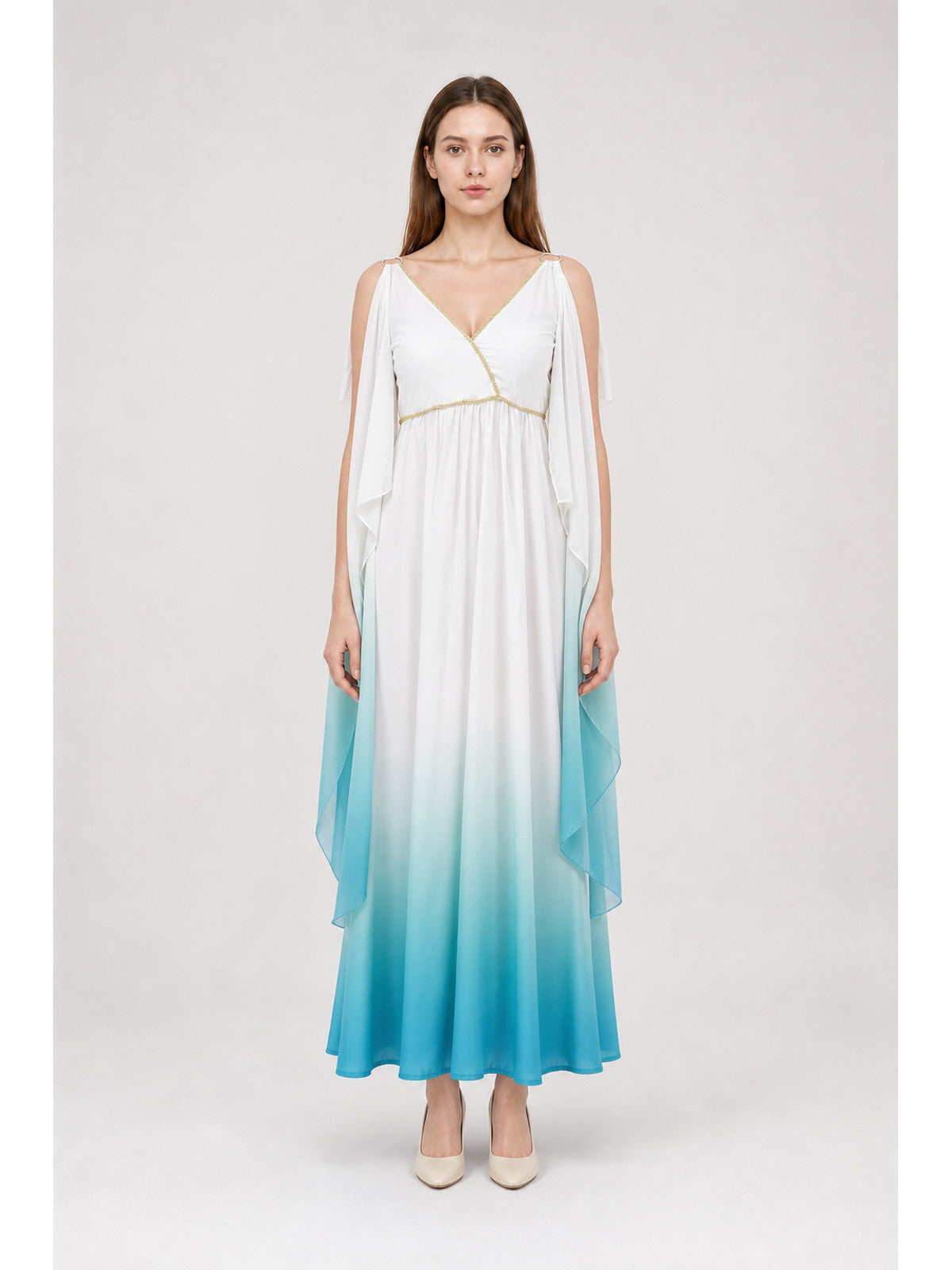 Long Greek-Style Dress with a V-Neckline and Gradient main product view