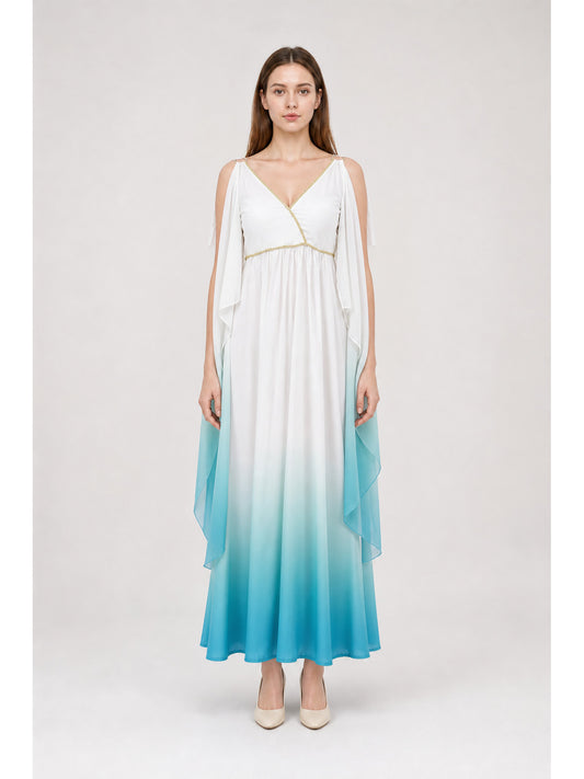 Long Greek-Style Dress with a V-Neckline and Gradient main product view