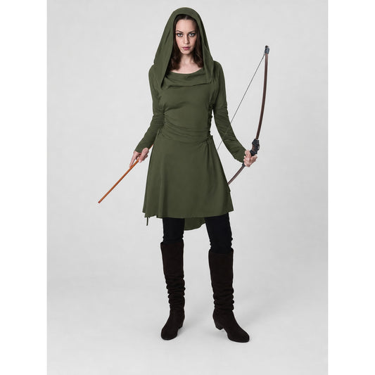Olive Medieval Hooded Tunic
