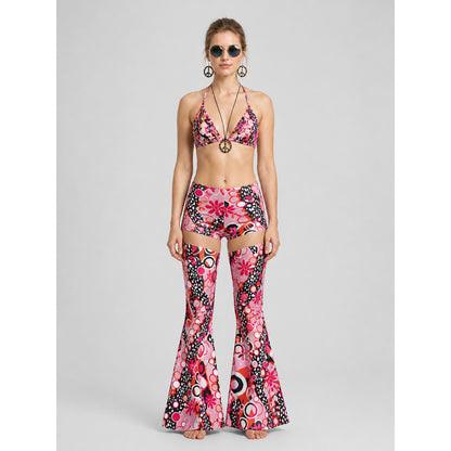 Hippie-Style Set: Flare Pants, Shorts, and Accessories on-model view