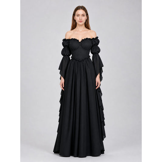 Black Long Gothic Vintage-Style Dress