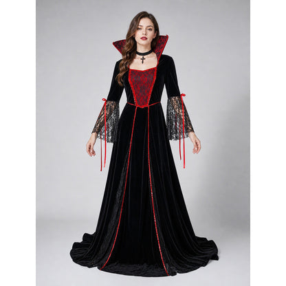 Gothic Cosplay Dress Costume with Choker front view