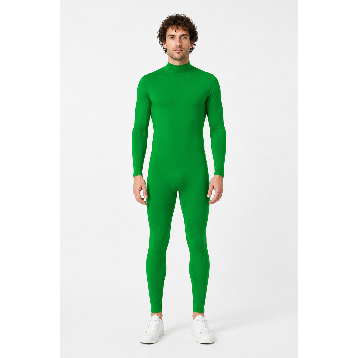 Green Fitted Jumpsuit with a High Collar main product view