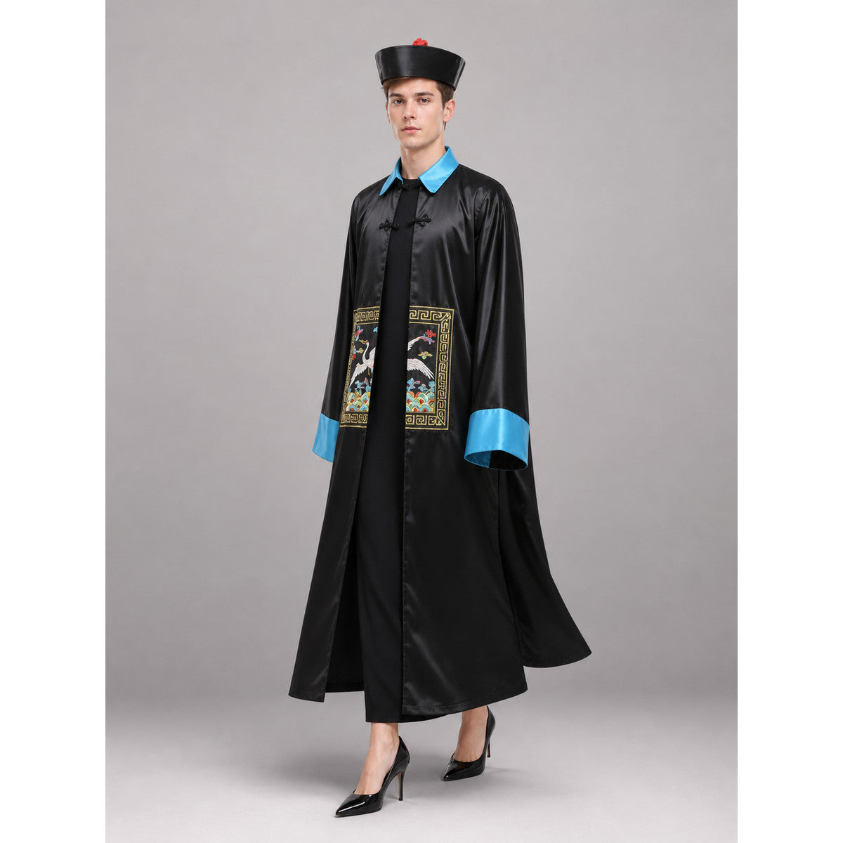 Ancient Chinese Style Costume: Black Robe and Hat