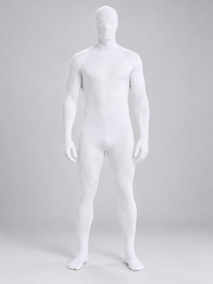 White Hooded Bodysuit with Long Sleeves