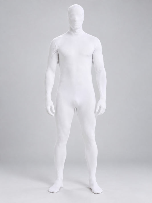 White Hooded Bodysuit with Long Sleeves